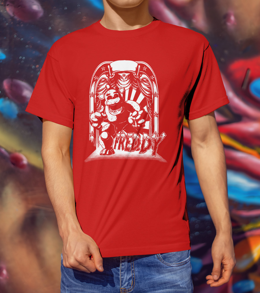 Freddy Fazbear Curtain Stage Retro Archway-style T-Shirt