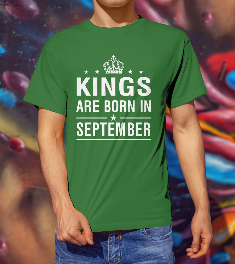 Kings Are Born In September Crown And Stars T-Shirt