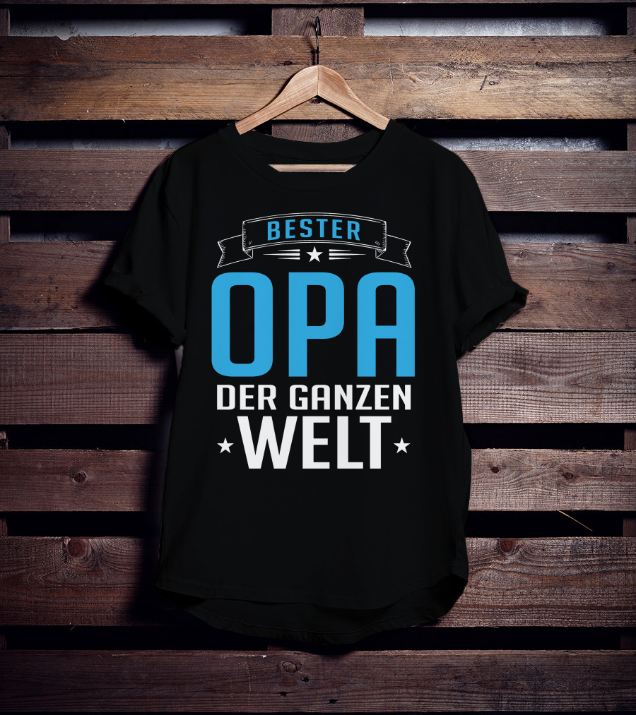 Bester Opa Der Ganzen Welt Stars Banner T-Shirt