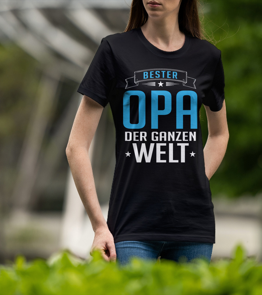 Bester Opa Der Ganzen Welt Stars Banner T-Shirt