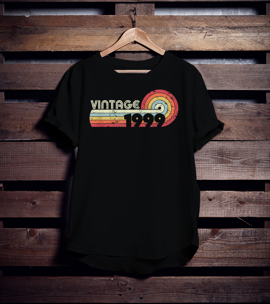 Vintage 1999 Retro Colorful Circle Stripes T-Shirt