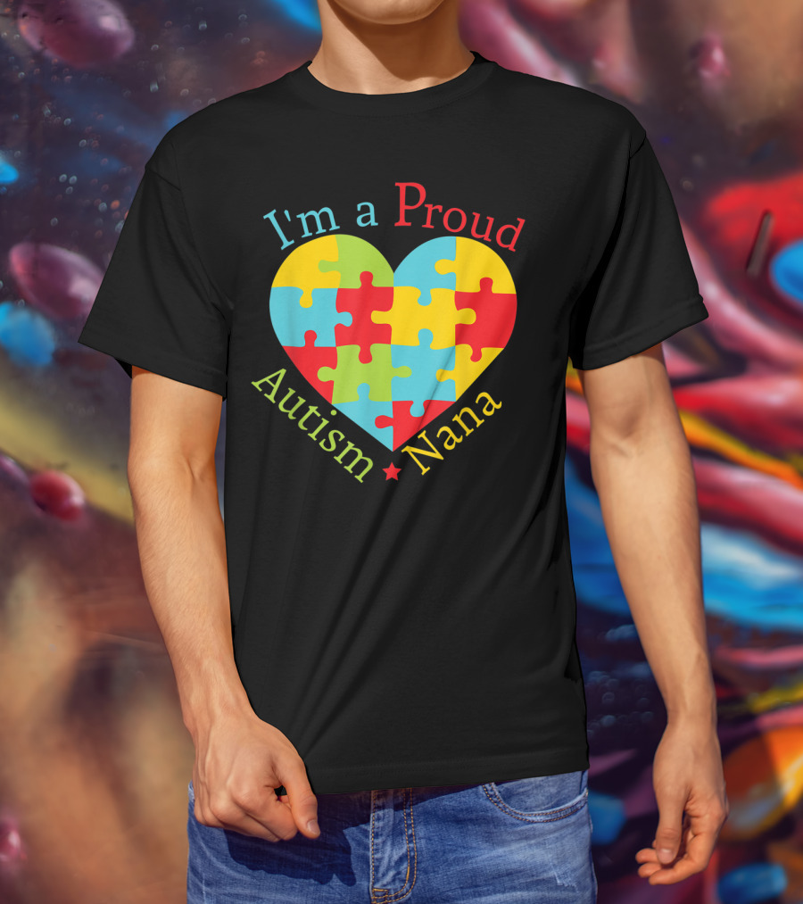 I'm A Proud Autism Nana Puzzle Heart T-Shirt