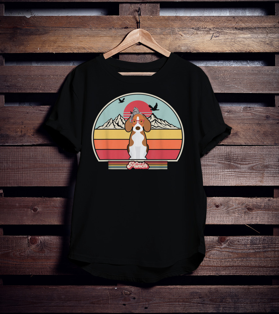 Paws And Punch Beagle Sunset Mountain T-Shirt