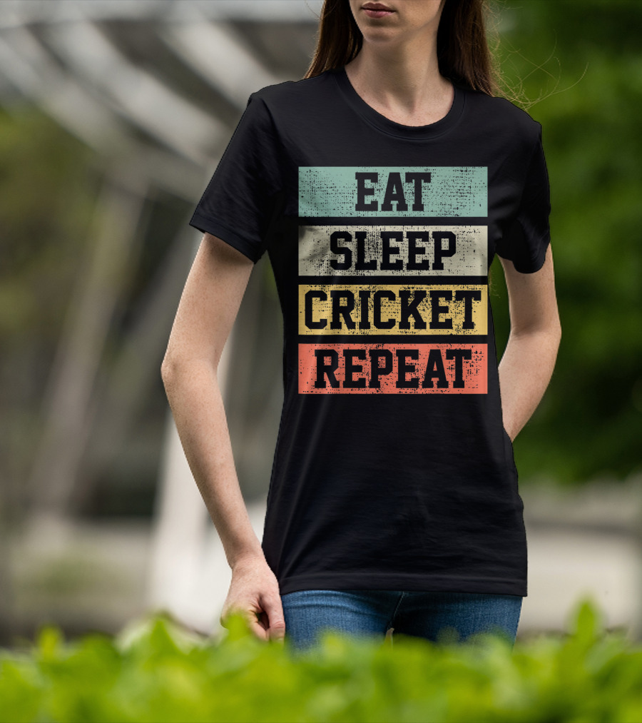 Eat Sleep Cricket Repeat Vintage Player Coach T-Shirt