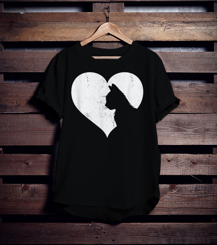 Cute Cat Heart Silhouette For Cat Lovers T-Shirt