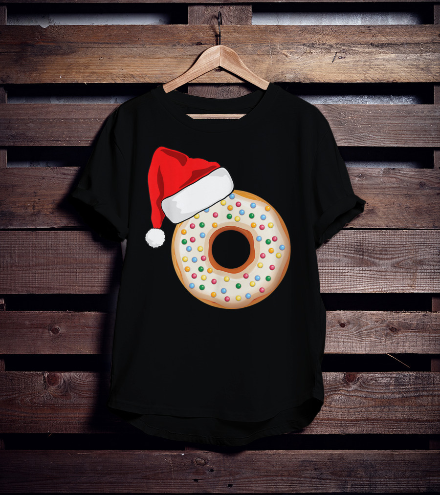 Funny Donut Santa Hat With Sprinkles T-Shirt