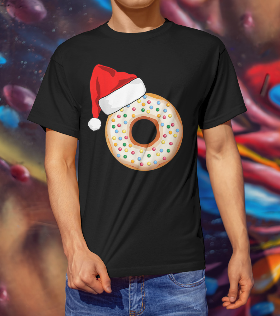 Funny Donut Santa Hat With Sprinkles T-Shirt