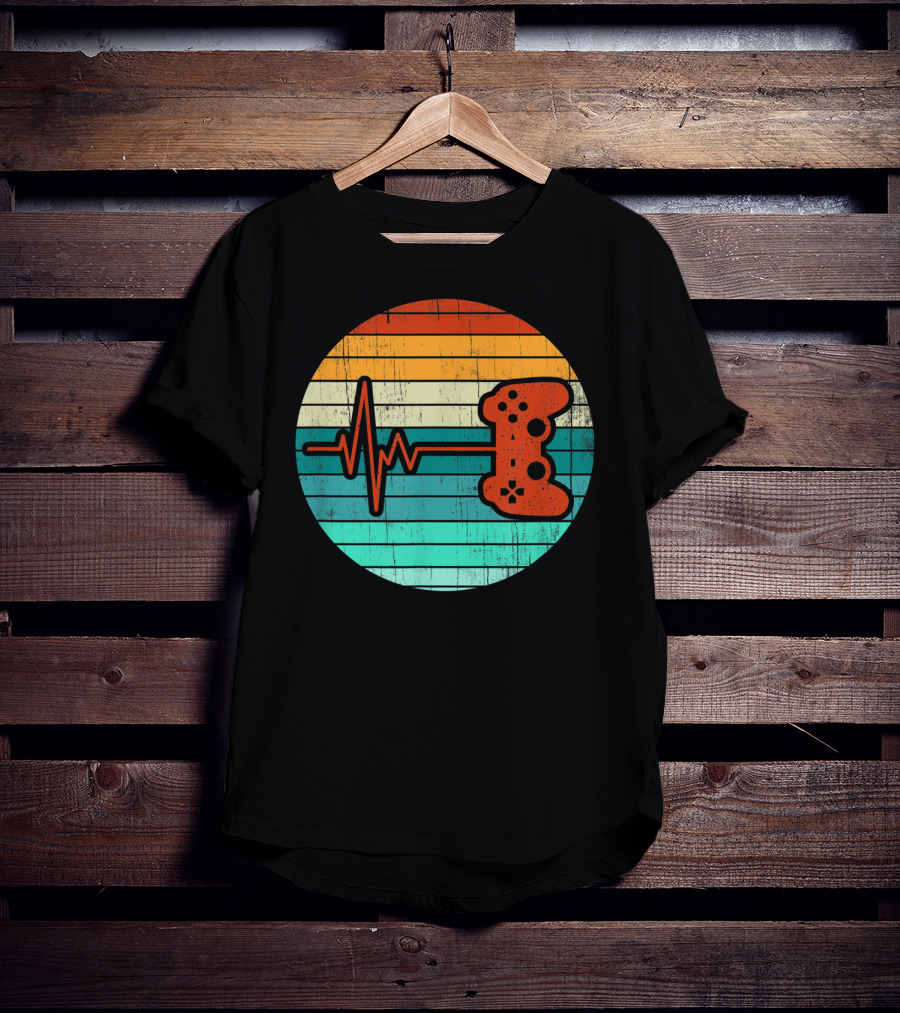 Funny Video Game Lover Heartbeat Retro Controller T-Shirt
