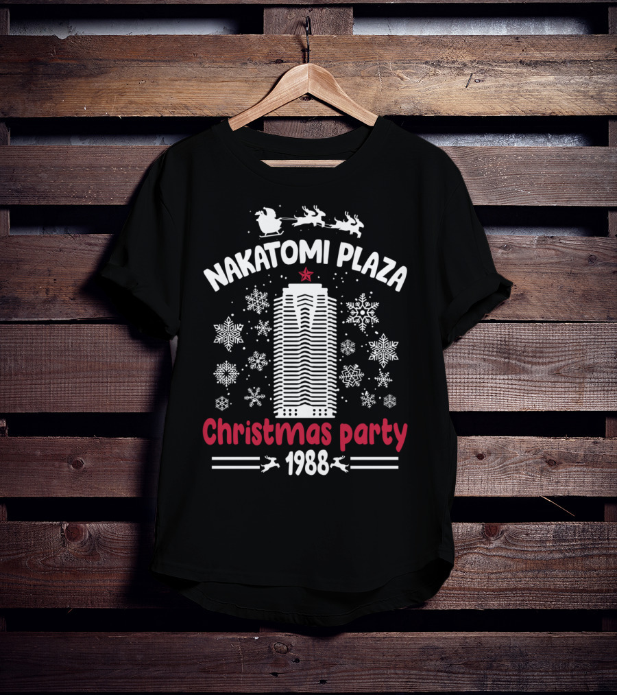 Nakatomi Plaza Christmas Party 1988 Santa Snowflakes T-Shirt