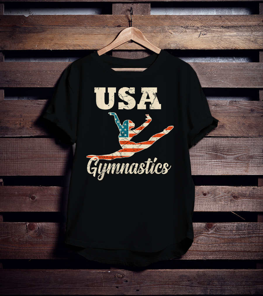 USA Gymnastics American Flag Gymnast T-Shirt
