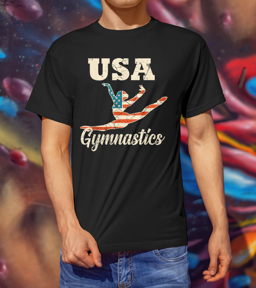 USA Gymnastics American Flag Gymnast T-Shirt