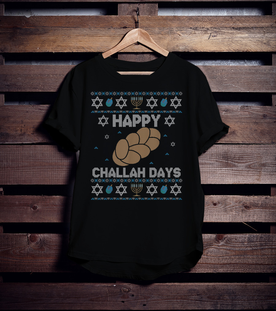 Happy Challah Days Hanukkah Star Menorah T-Shirt