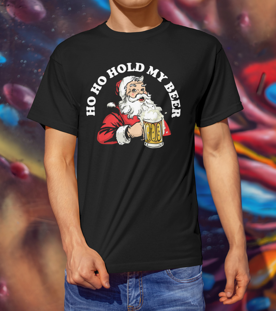 Ho Ho Hold My Beer Funny Santa Claus Christmas Mug T-Shirt