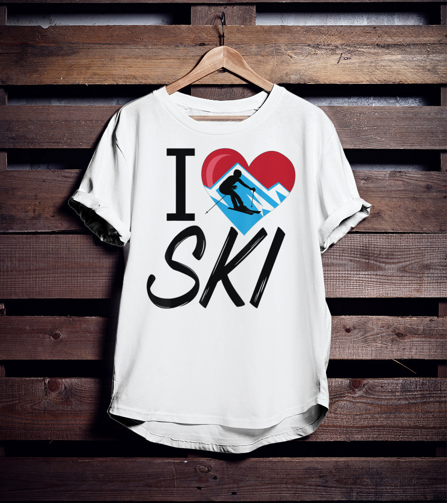 I Love Skiing With Heart And Skier T-Shirt