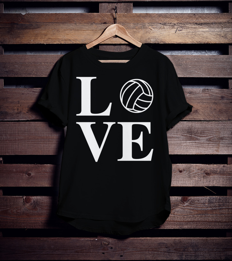 Love Volleyball Ball Symbol Typography T-Shirt
