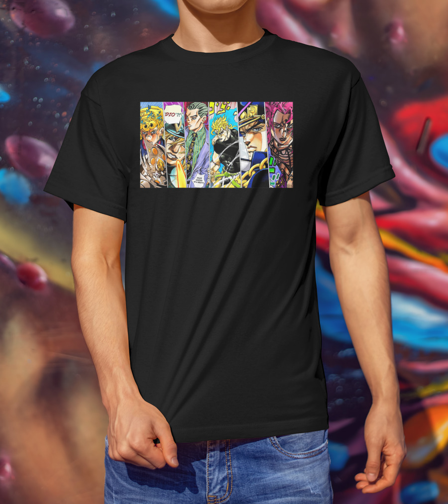 Jojo's Bizarre Adventure Characters Collage Comic Strip T-Shirt