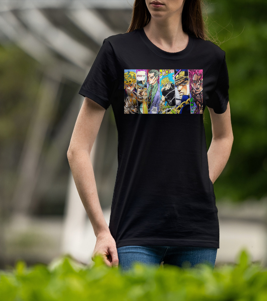 Jojo's Bizarre Adventure Characters Collage Comic Strip T-Shirt
