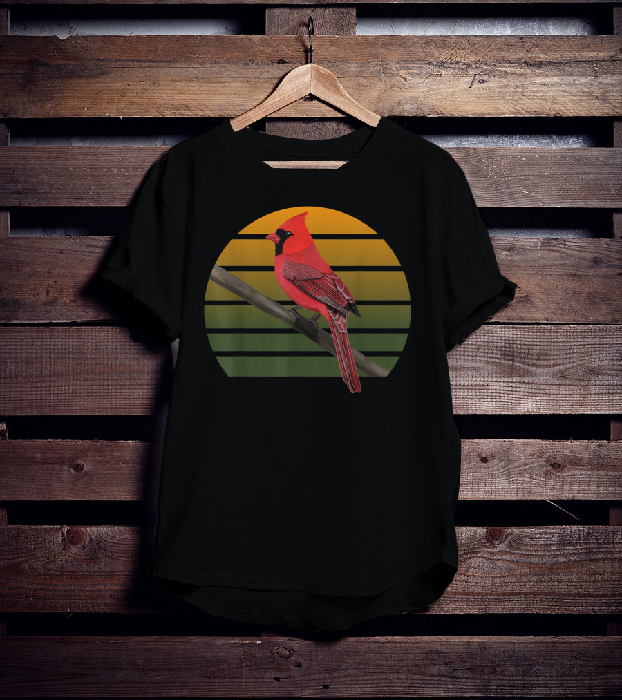 Jzbirds Northern Cardinal Bird Animal Vintage Sunset Circle T-Shirt