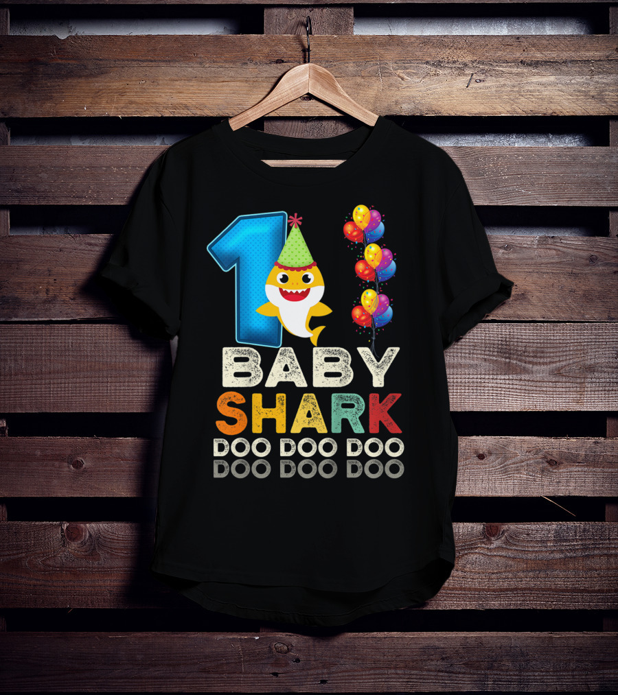 1 Baby Shark Doo Doo Doo Kids 1st Birthday Son Daughter T-Shirt