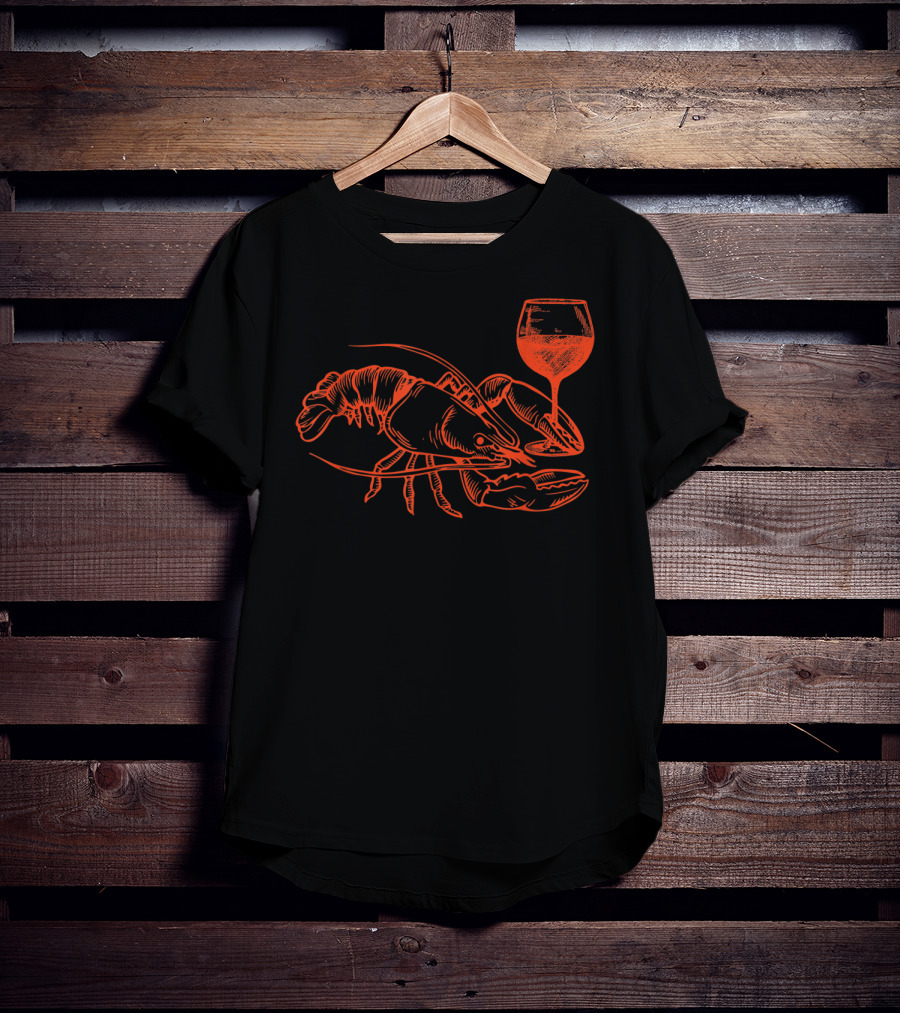 Lobster Wine Drinking Funny Summer Vacation T-Shirt