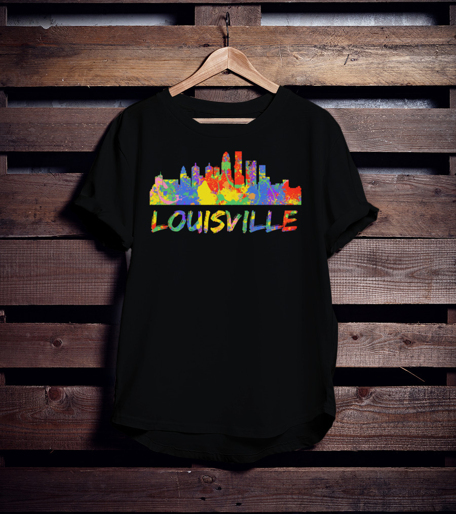 Louisville Rainbow Skyline Colorful Cityscape T-Shirt