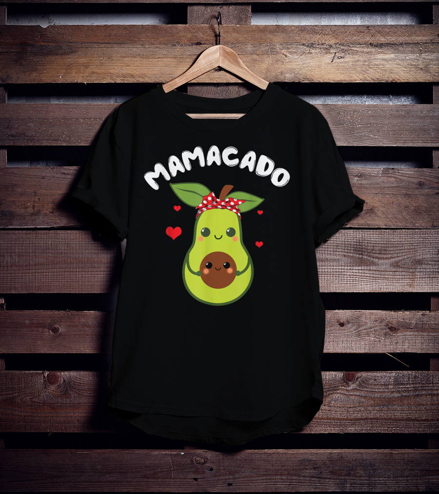 Mamacado Cute Avocado Pregnant With Hearts And Polka Dot Bow T-Shirt