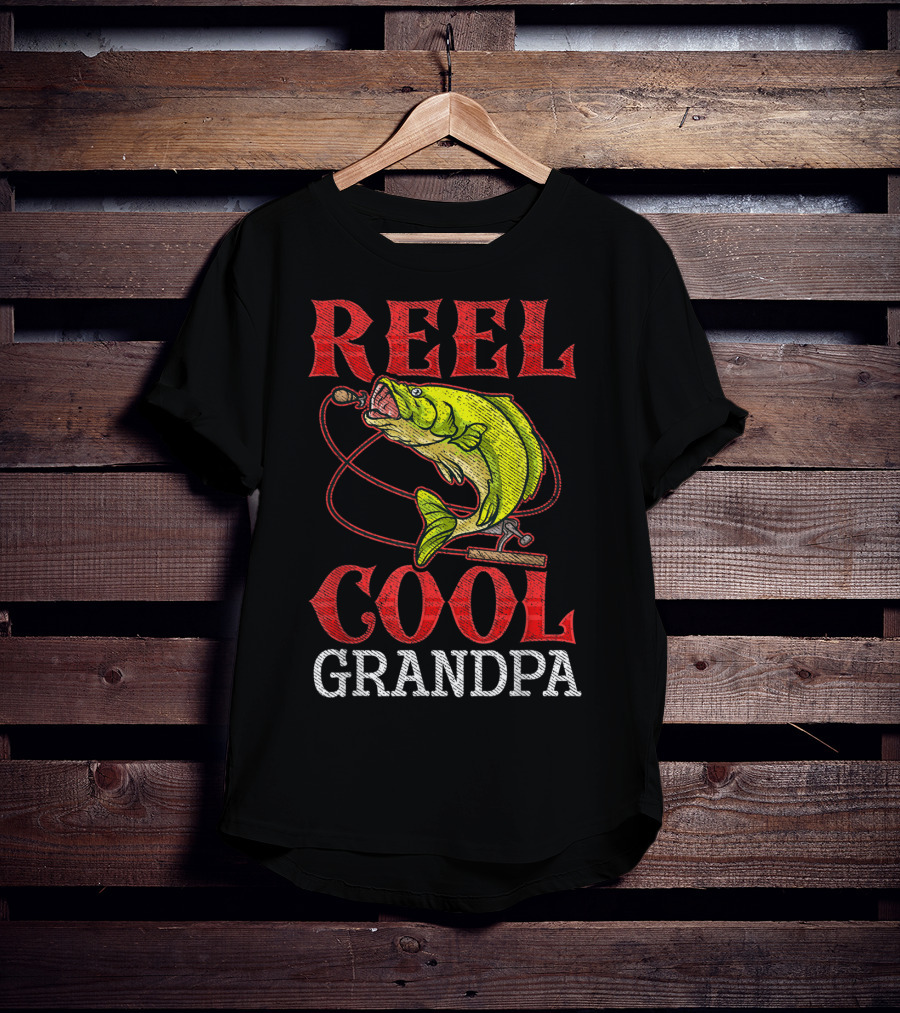 Reel Cool Grandpa Fishing Lover Bass Catcher T-Shirt