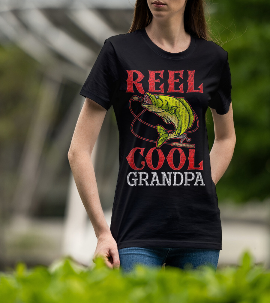 Reel Cool Grandpa Fishing Lover Bass Catcher T-Shirt
