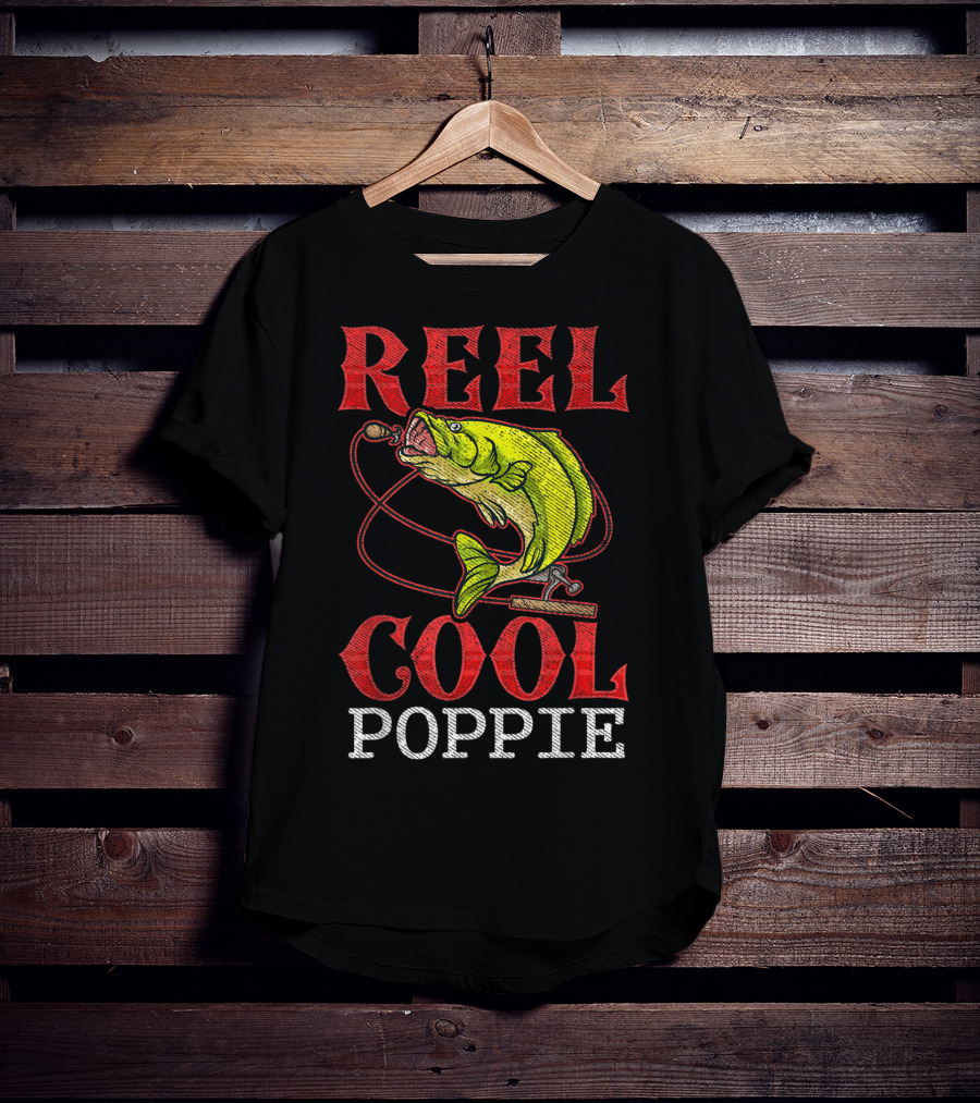 Reel Cool Poppie Fishing Lover Bass Jumping Rod T-Shirt