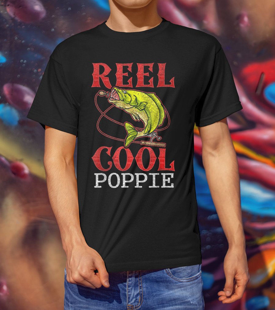 Reel Cool Poppie Fishing Lover Bass Jumping Rod T-Shirt