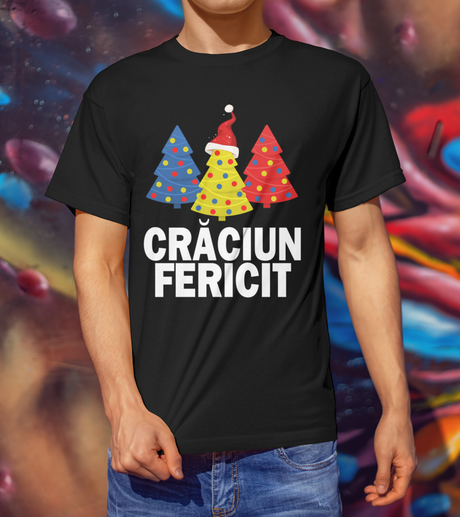 Crăciun Fericit Merry Christmas Romanian Trees Romania Lovers T-Shirt