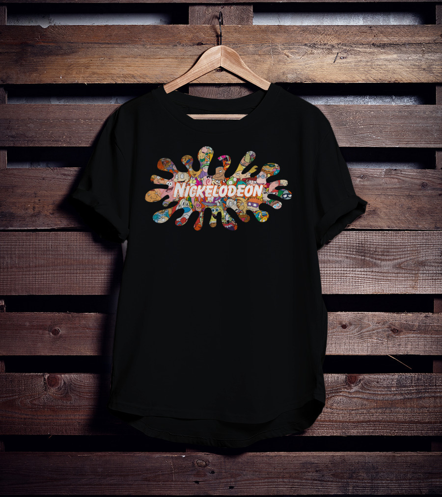 Nickelodeon 90s Characters Collage Splash Retro T-Shirt