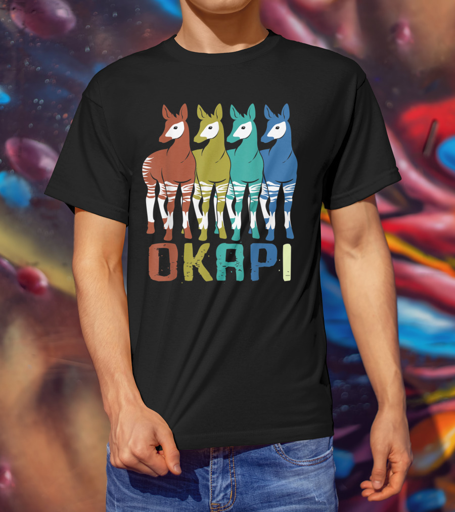 Okapi Family Colorful Okapi Flock T-Shirt