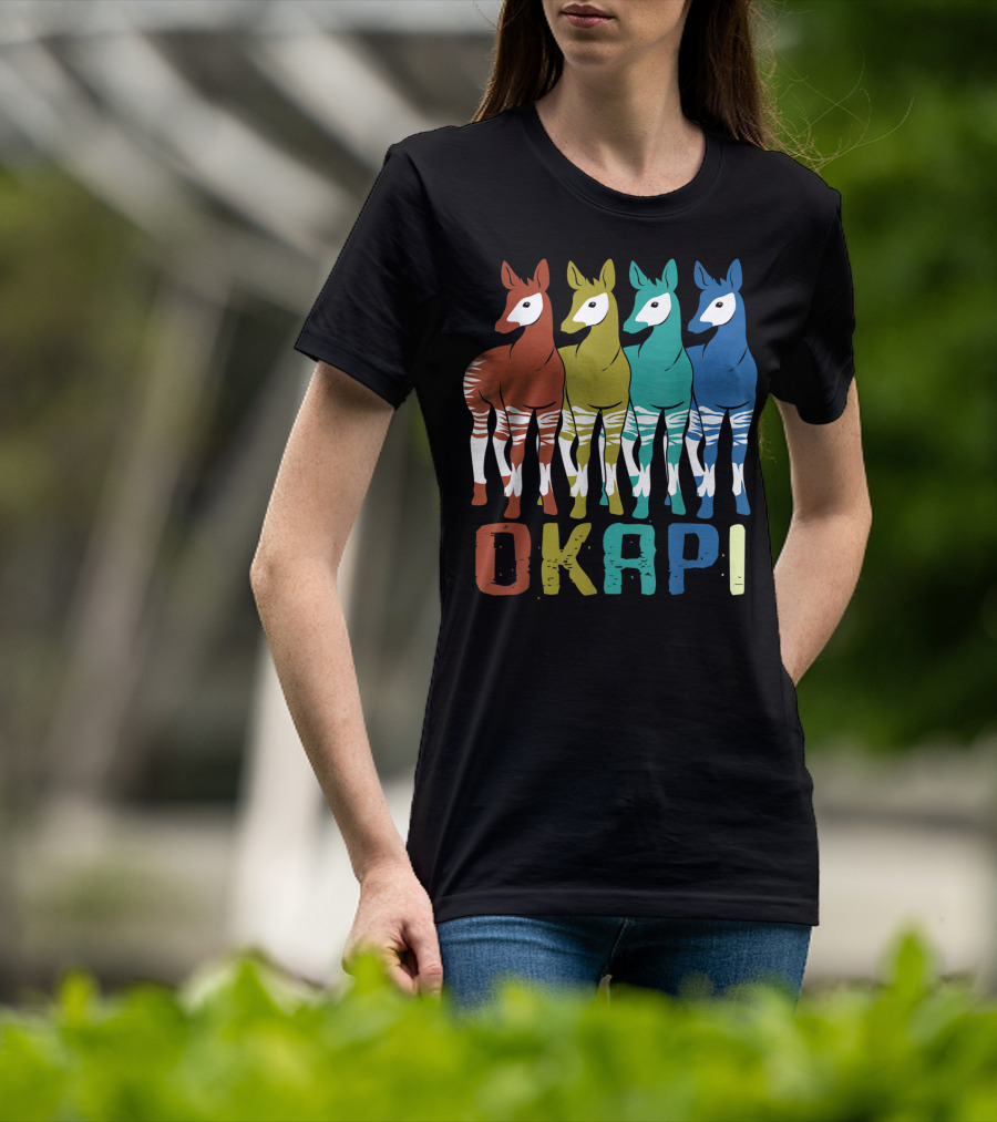 Okapi Family Colorful Okapi Flock T-Shirt