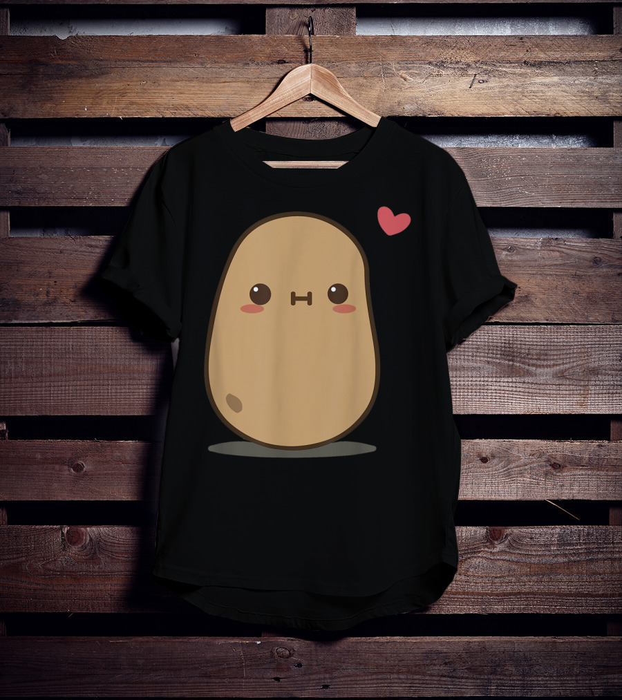 Potato Love Heart Cute Kawaii Character With Heart Balloon T-Shirt