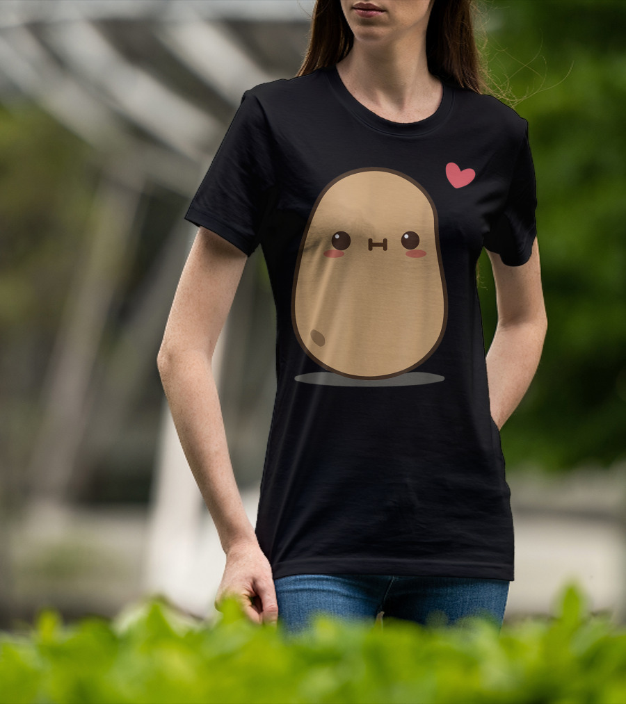 Potato Love Heart Cute Kawaii Character With Heart Balloon T-Shirt
