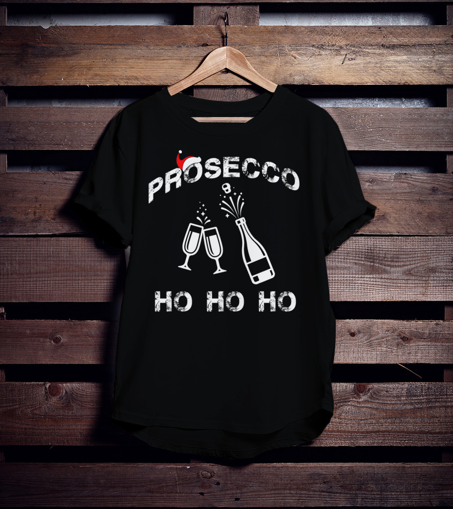 Prosecco Ho Ho Ho Santa Hat Christmas Party T-Shirt