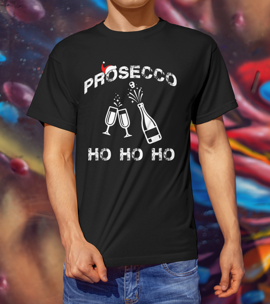 Prosecco Ho Ho Ho Santa Hat Christmas Party T-Shirt