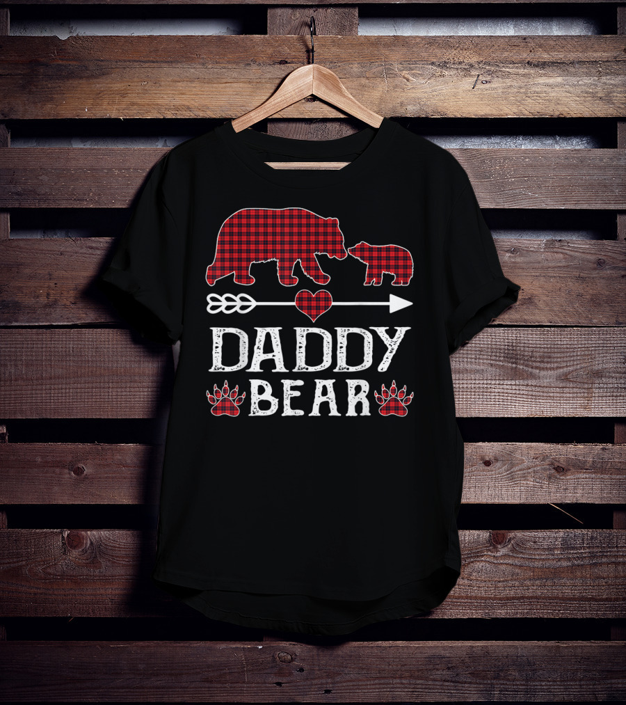 Daddy Bear Red Plaid Bears Heart Arrow Paw Prints T-Shirt