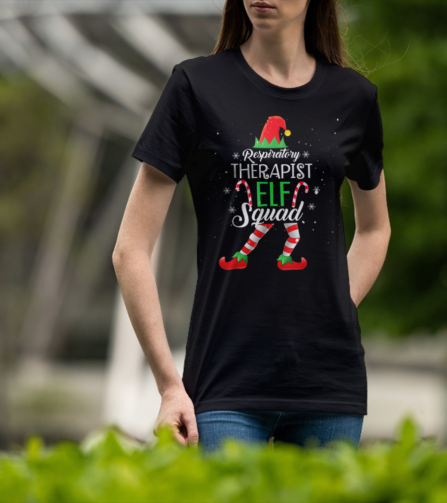 Respiratory Therapist Elf Squad Christmas Candy Cane T-Shirt