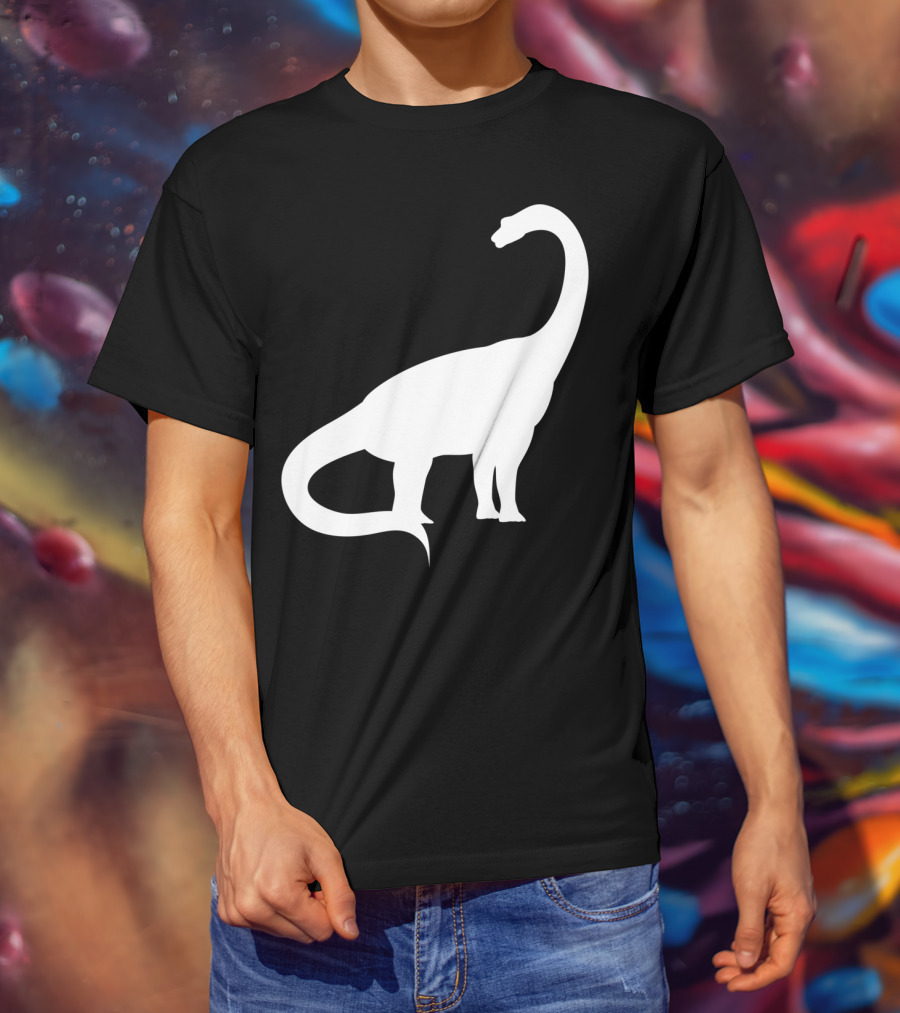 Retro Brachiosaurus Dinosaur Silhouette Classic Minimalist T-Shirt