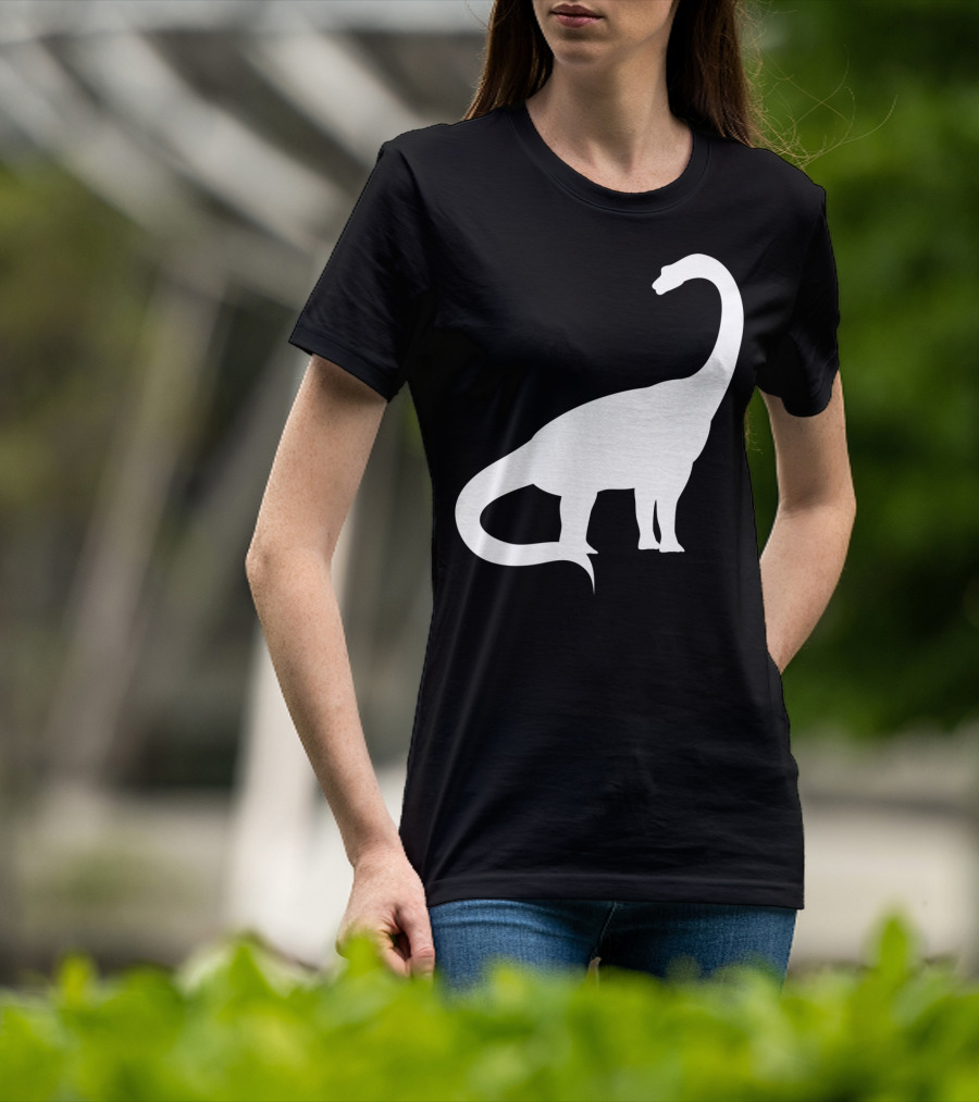 Retro Brachiosaurus Dinosaur Silhouette Classic Minimalist T-Shirt