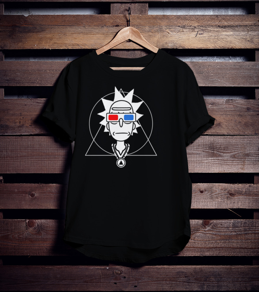 Rick And Morty Spiritual Rick 3D Glasses Geometric Line T-Shirt