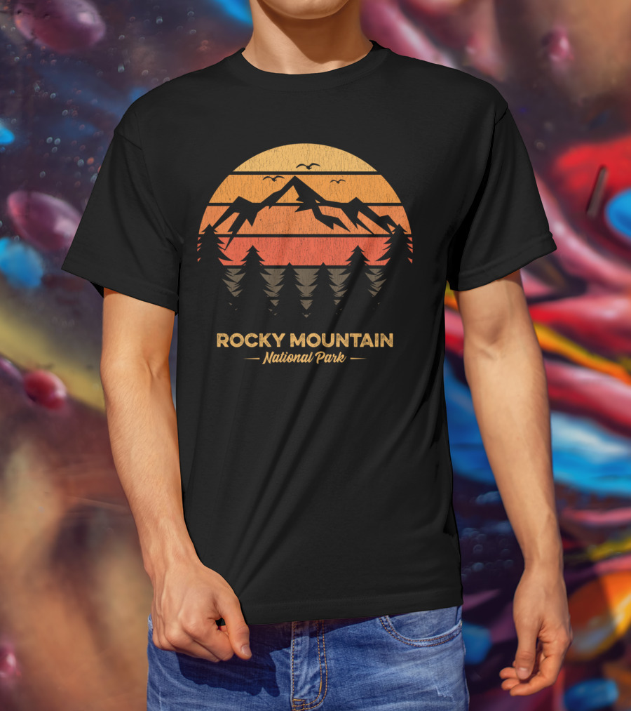 Rocky Mountain National Park Vintage Sunset Mountain T-Shirt