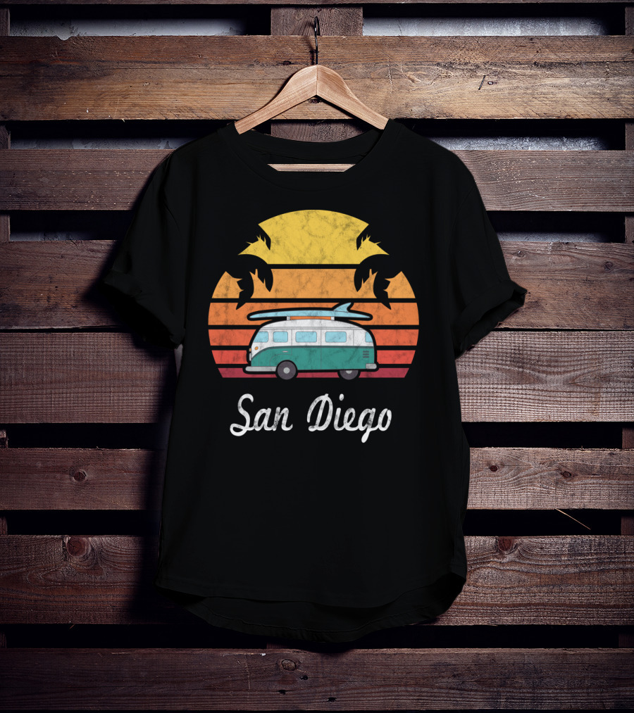 San Diego California Vintage Van Palm Sunset Souvenir T-Shirt