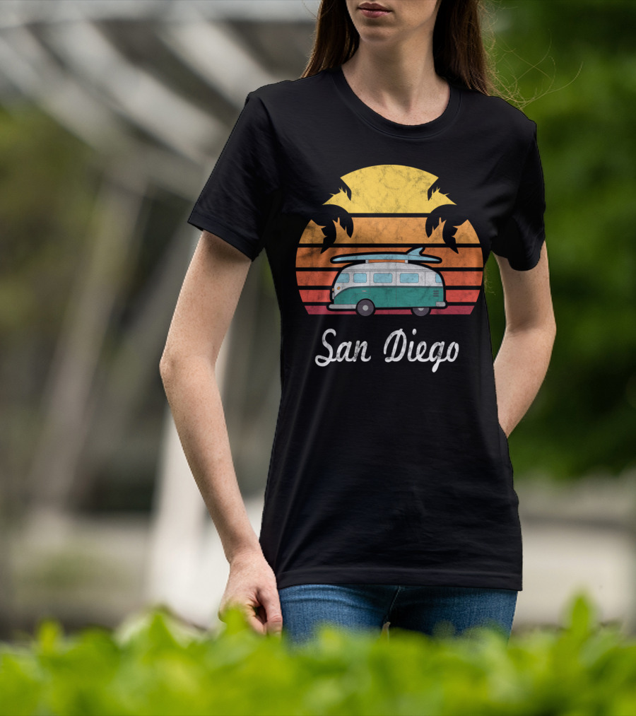 San Diego California Vintage Van Palm Sunset Souvenir T-Shirt