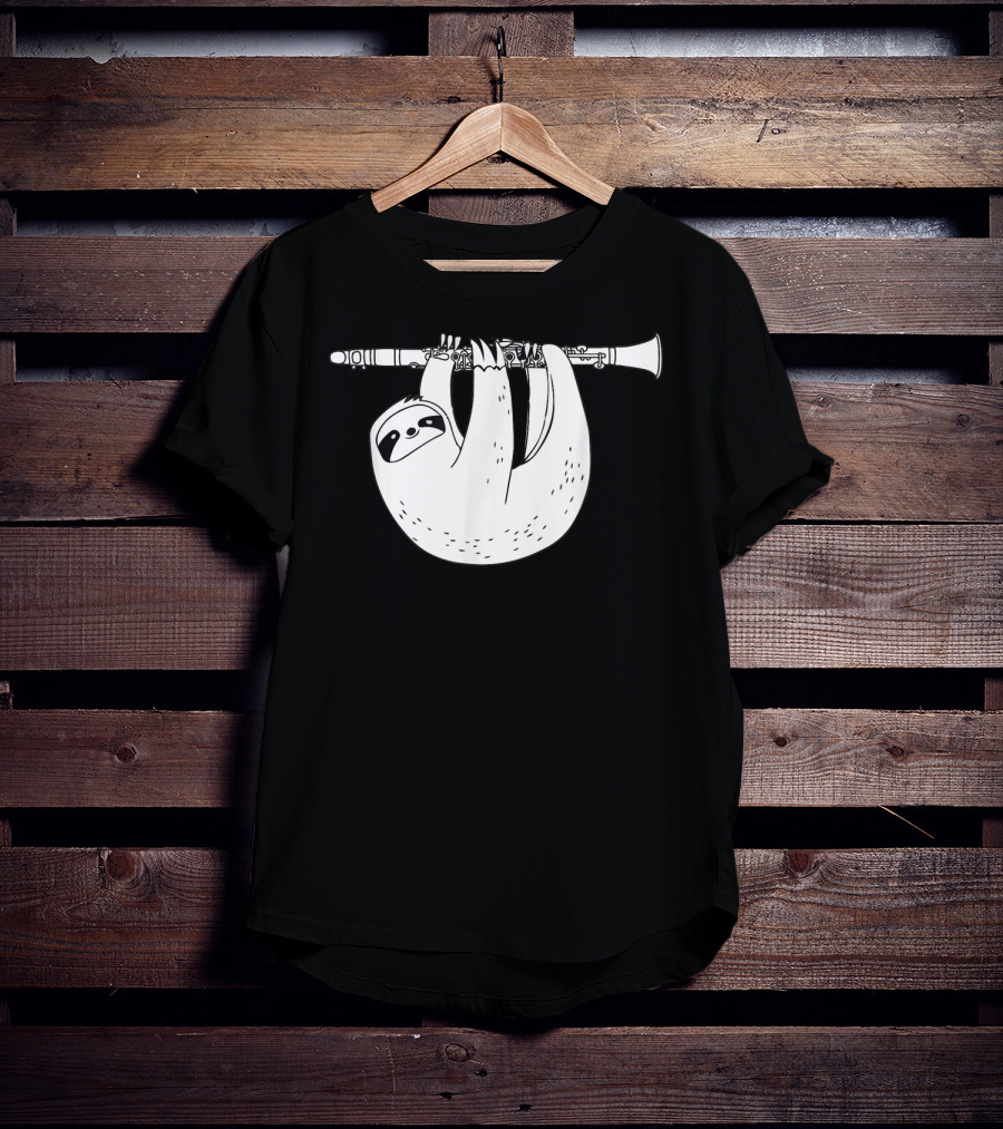 Sloth Hanging On Clarinet T-Shirt