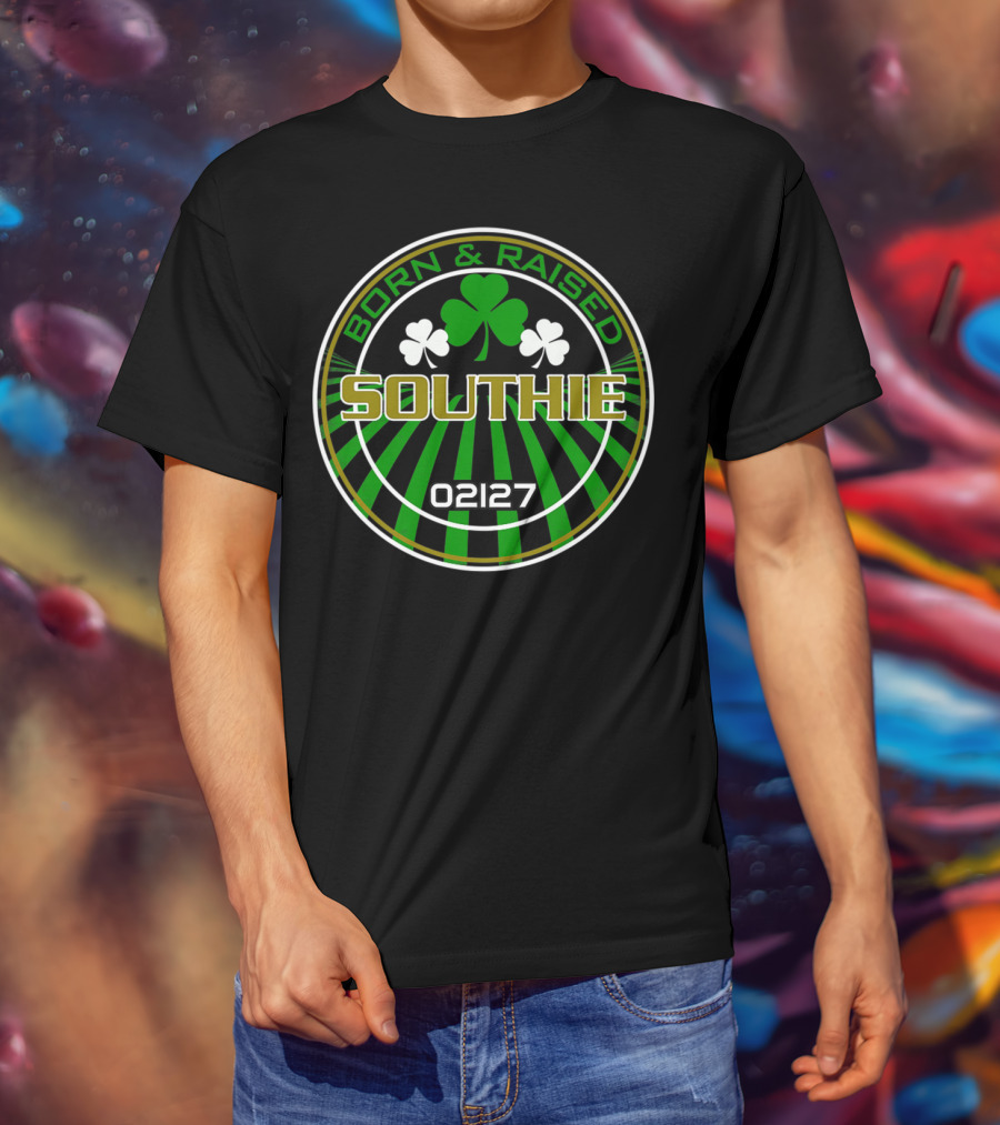 Born And Raised Southie 02127 Clover Back T-Shirt