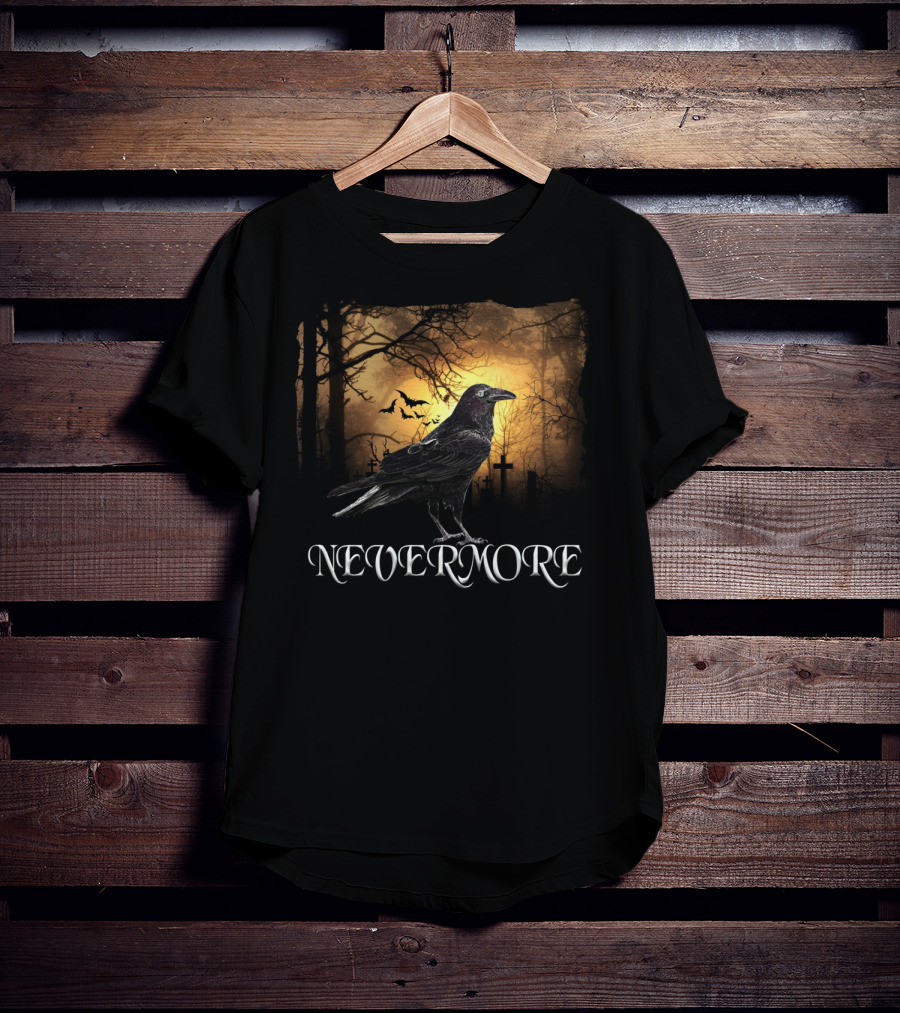 Nevermore Raven Spooky Creepy Edgar Allan Poe T-Shirt