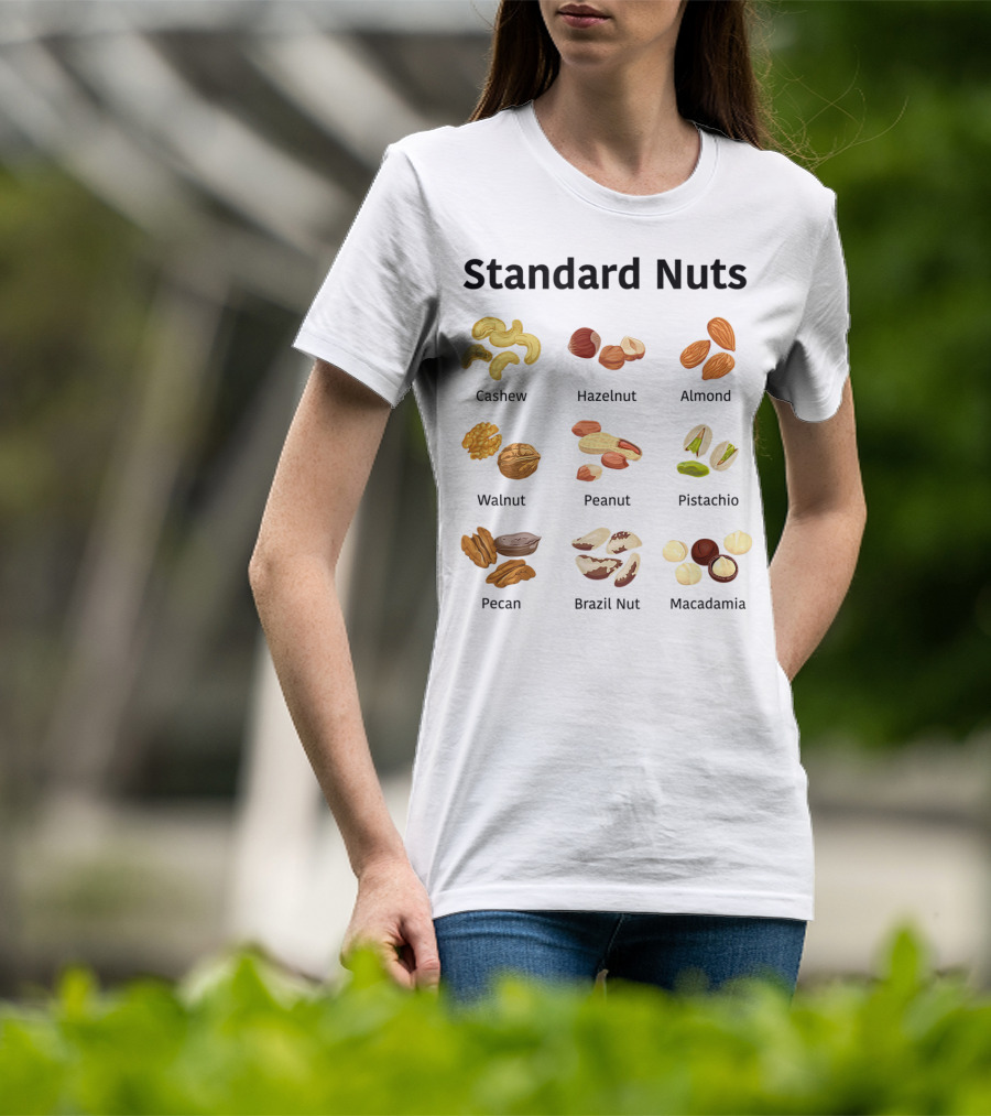 Standard Nuts Youth Cashew Hazelnut Almond Walnut Peanut Pistachio Pecan Brazil Nut Macadamia Lots Of Colors T-Shirt